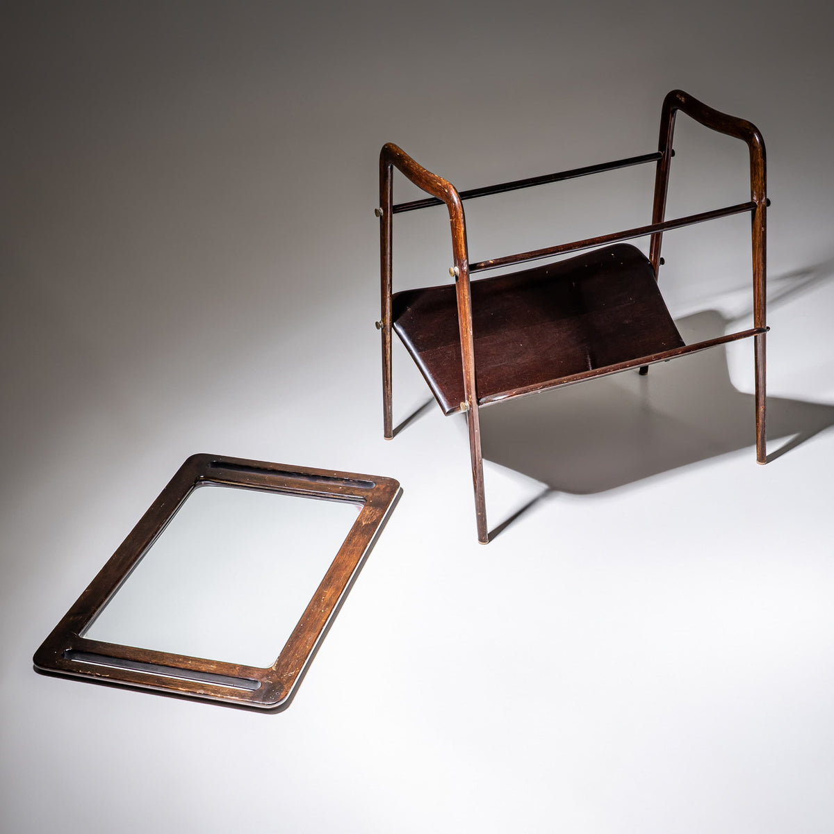 Magazine Rack with Removable Tray in the Style of Ico Parisi, Italy, 1950s
