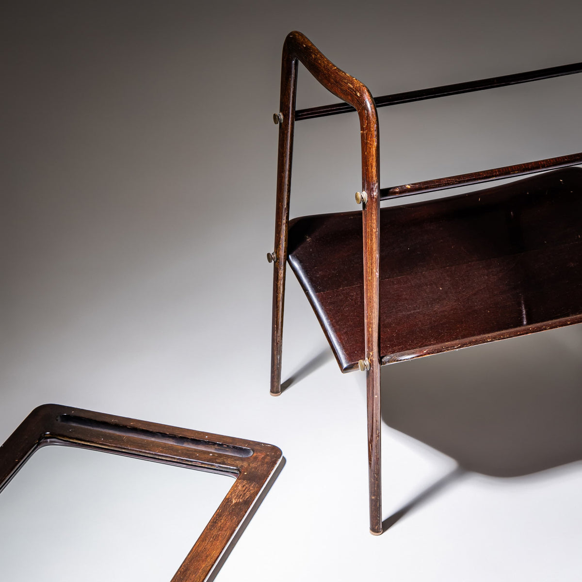 Magazine Rack with Removable Tray in the Style of Ico Parisi, Italy, 1950s