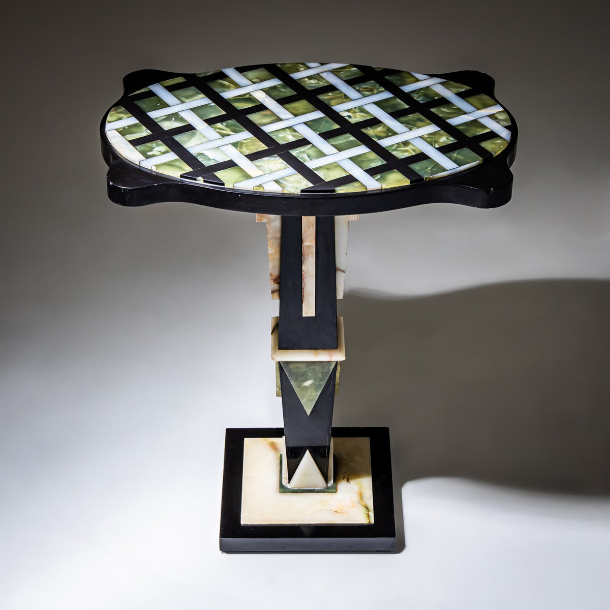 Art Deco Side Table in Various Types of Stone, probably Italy, circa 1930