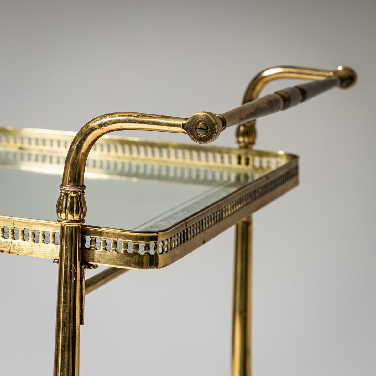 Brass and Glass Bar Cart, Mid-20th Century