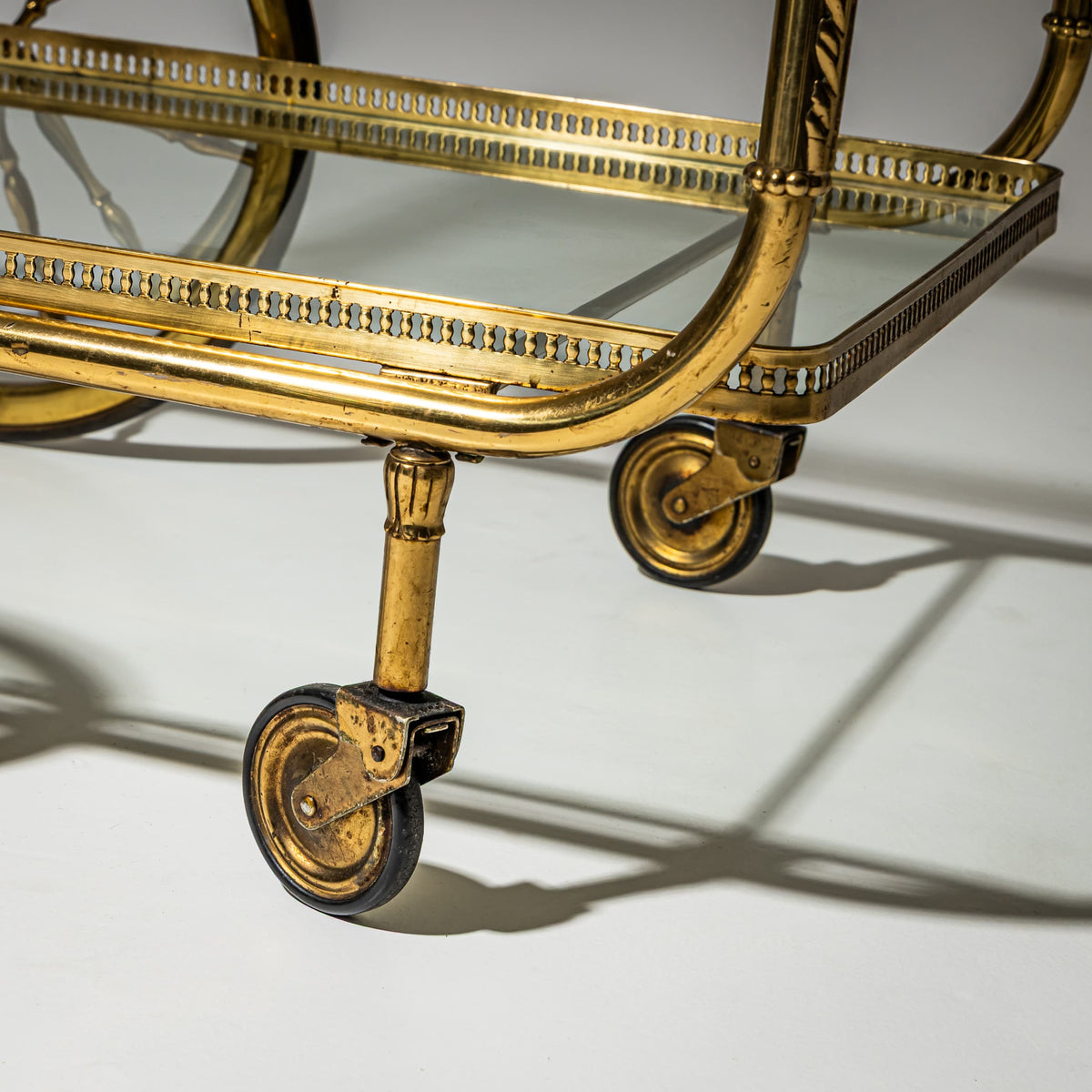 Brass and Glass Bar Cart, Mid-20th Century