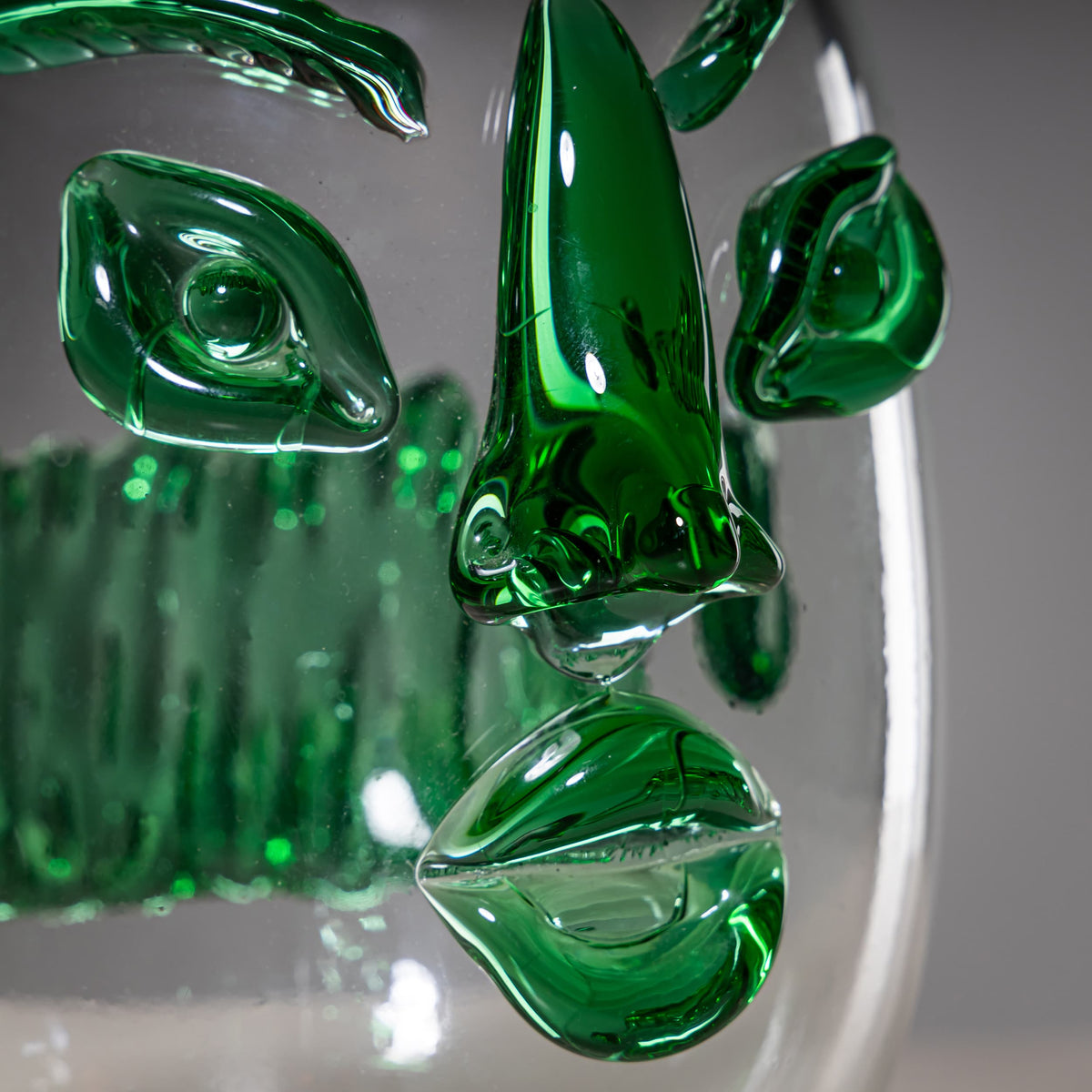 Art Glass Vase with Green Face, “Jacqueline,” 1990s