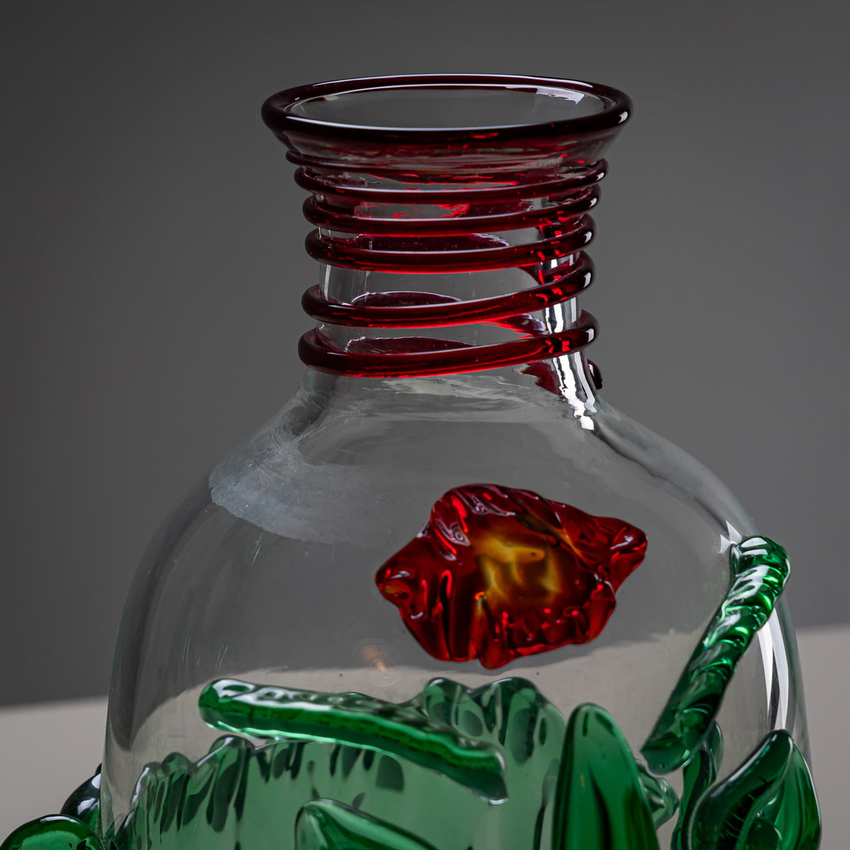 Art Glass Vase with Green Face, “Jacqueline,” 1990s