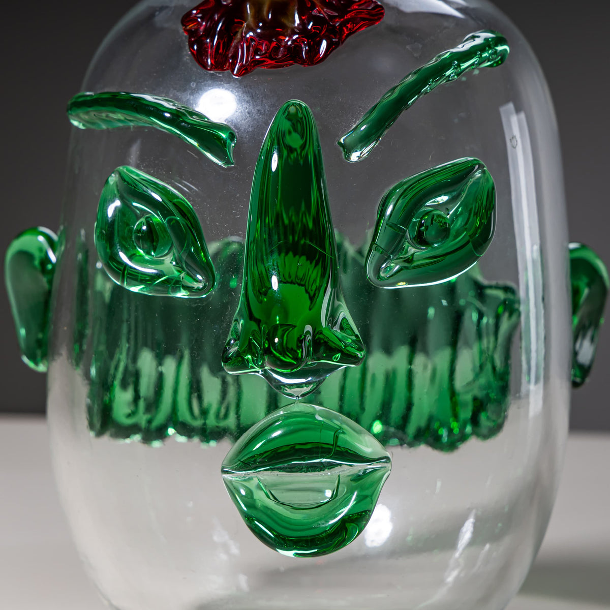 Art Glass Vase with Green Face, “Jacqueline,” 1990s