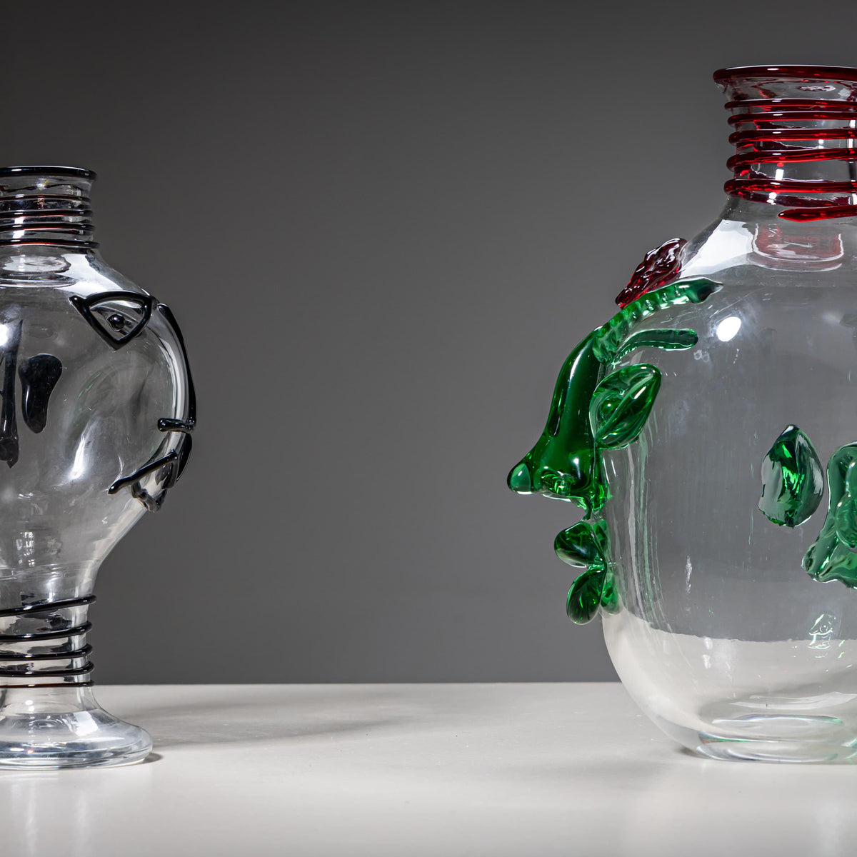 Art Glass Vase with Green Face, “Jacqueline,” 1990s