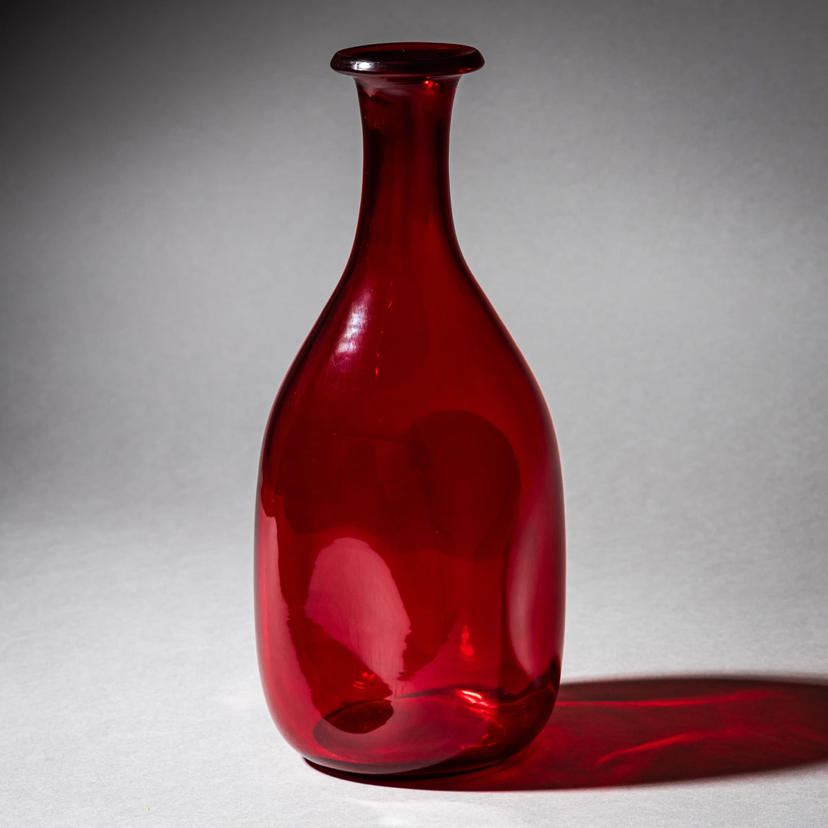 Red Hand-Blown Glass Vase, probably Murano / Italy, Mid-20th Century
