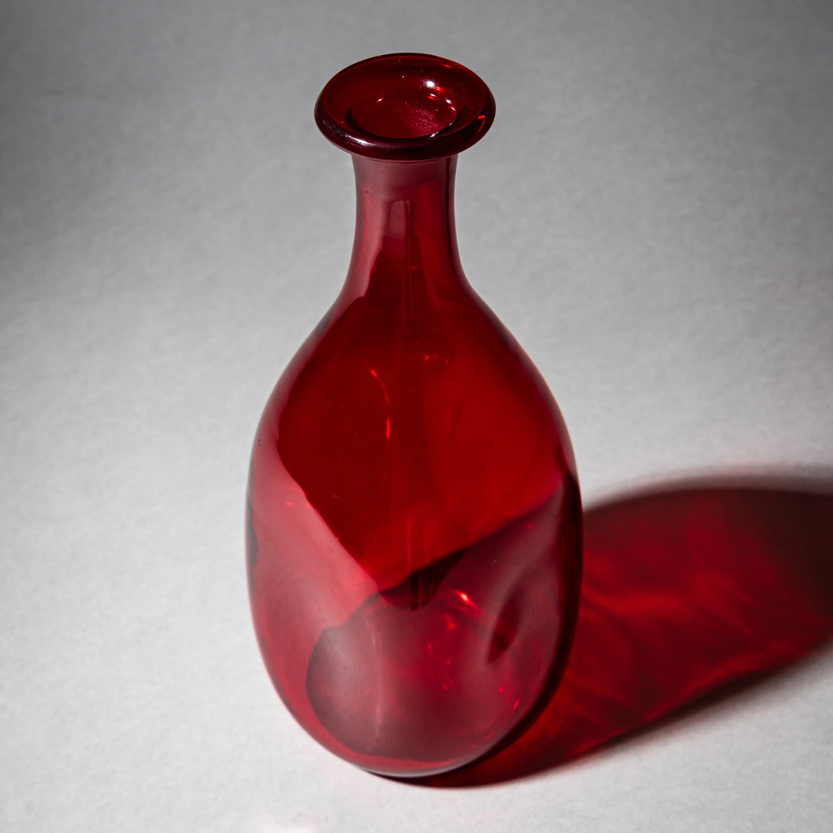 Red Hand-Blown Glass Vase, probably Murano / Italy, Mid-20th Century