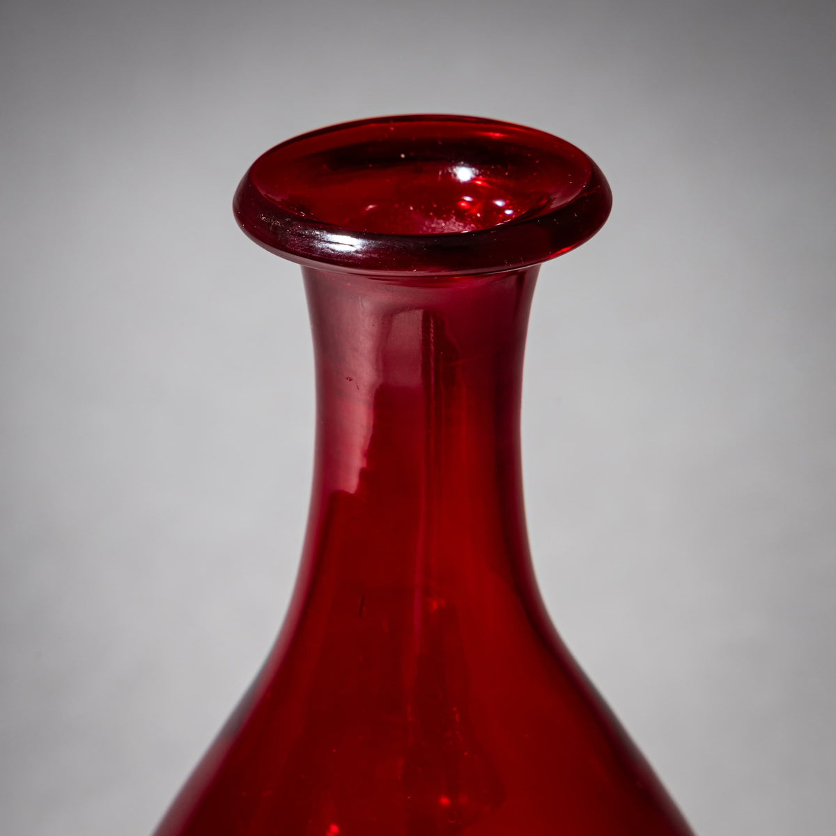 Red Hand-Blown Glass Vase, probably Murano / Italy, Mid-20th Century