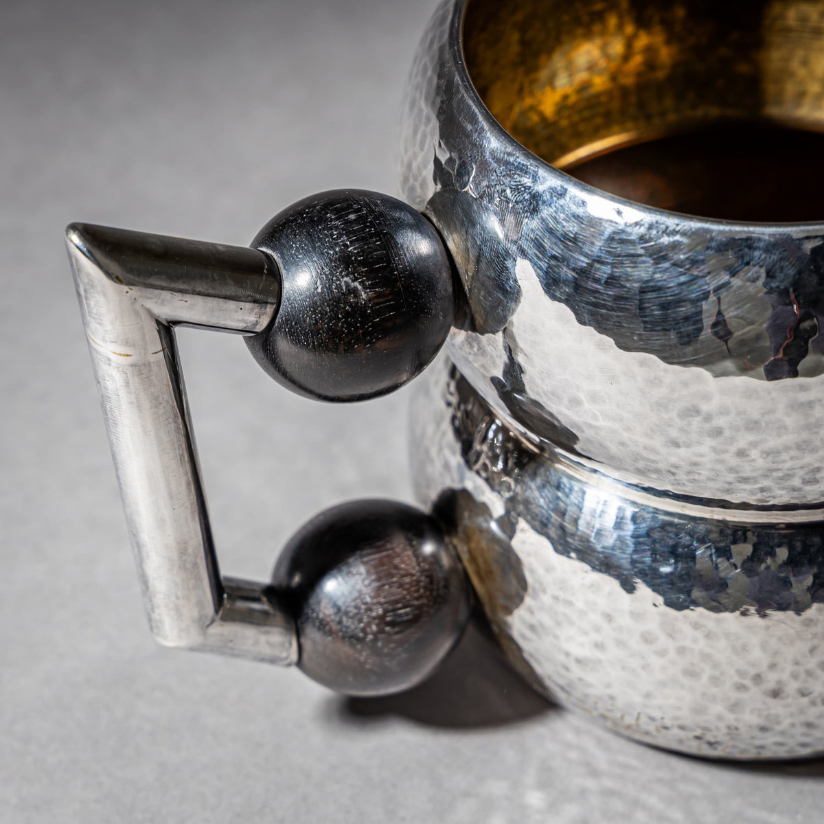 Three-Piece Art Deco Tea and Coffee Service with Hammered Surface, First Half 20th Century