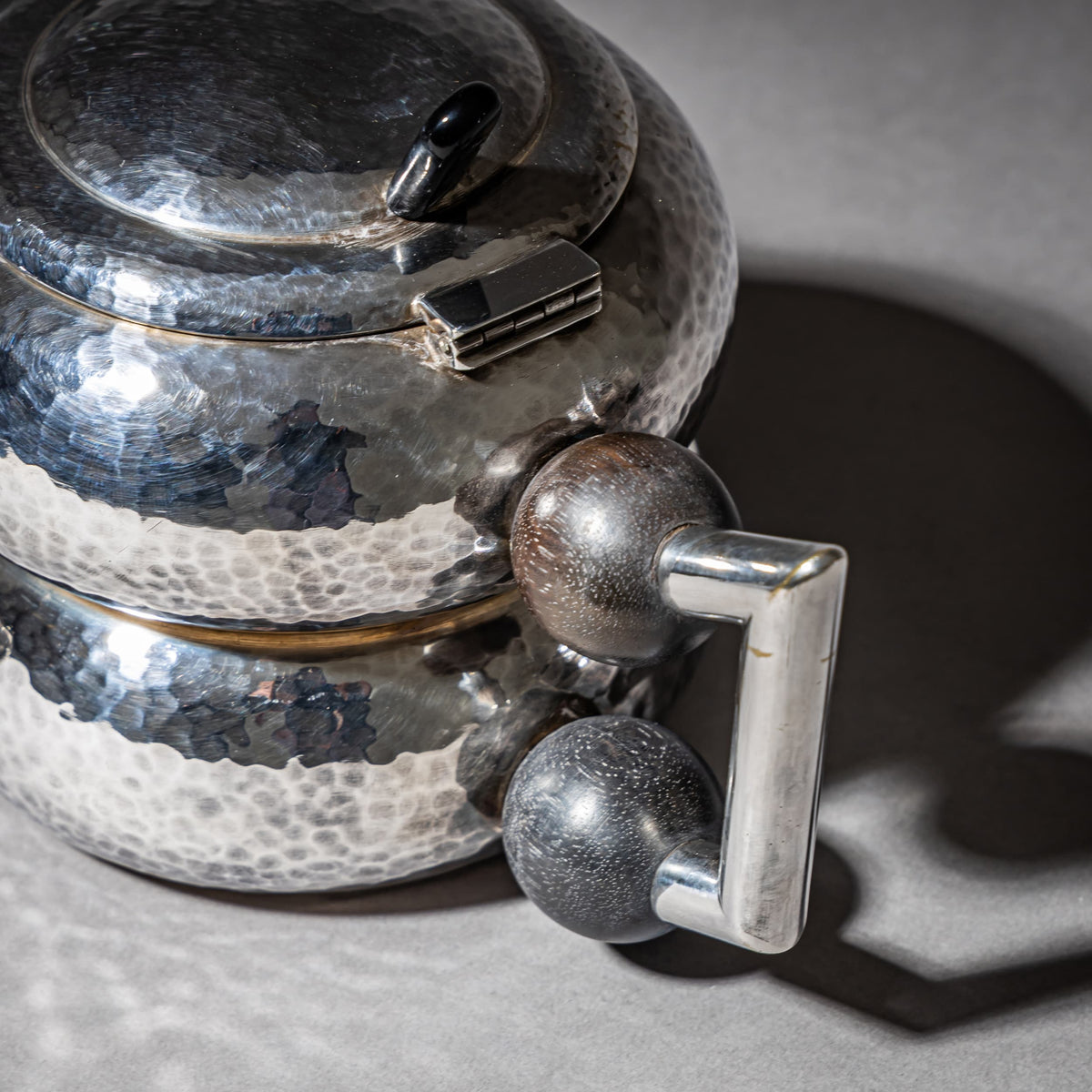 Three-Piece Art Deco Tea and Coffee Service with Hammered Surface, First Half 20th Century