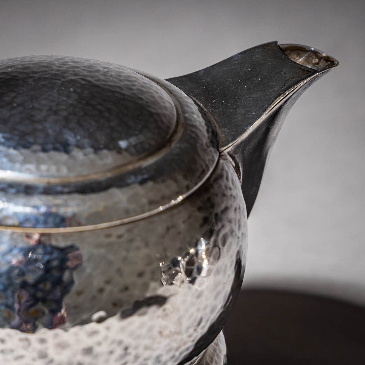 Three-Piece Art Deco Tea and Coffee Service with Hammered Surface, First Half 20th Century
