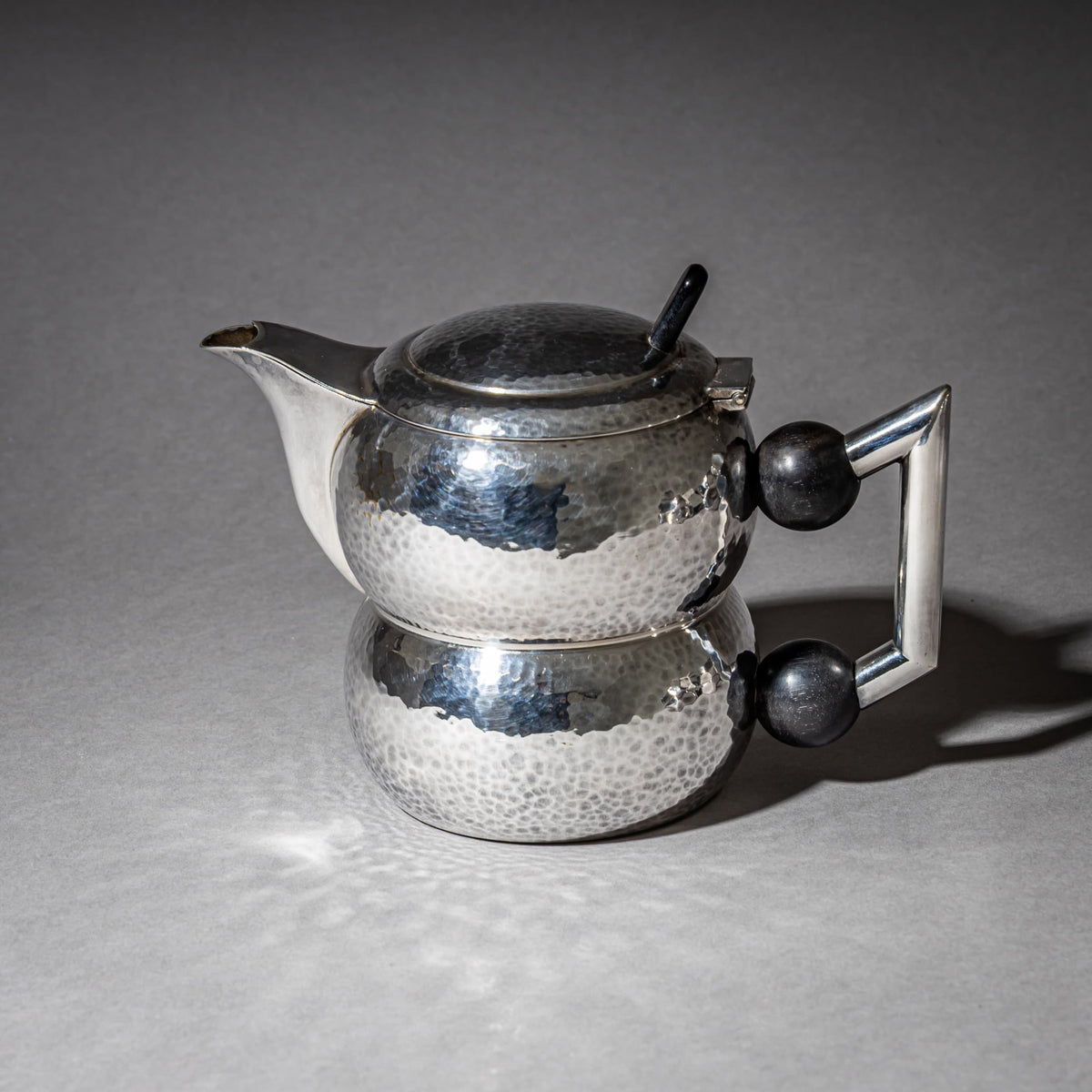 Three-Piece Art Deco Tea and Coffee Service with Hammered Surface, First Half 20th Century