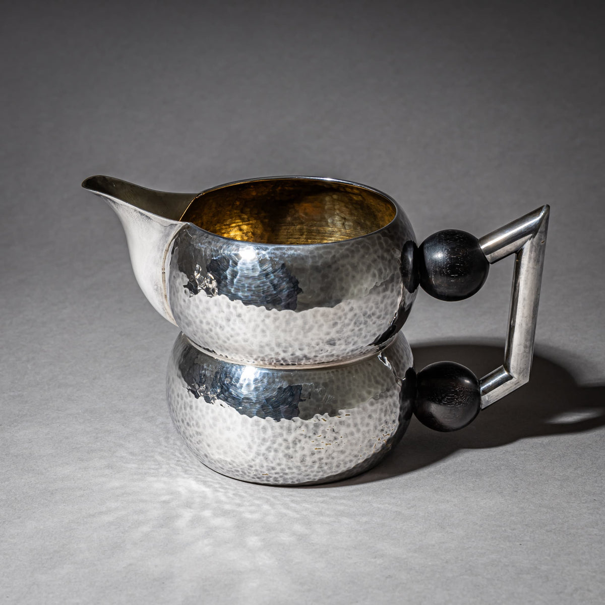 Three-Piece Art Deco Tea and Coffee Service with Hammered Surface, First Half 20th Century