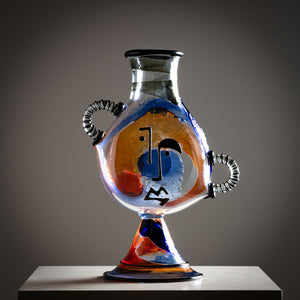 Picasso Vase in Murano Glass by Mario Badioli, Italy 1990s