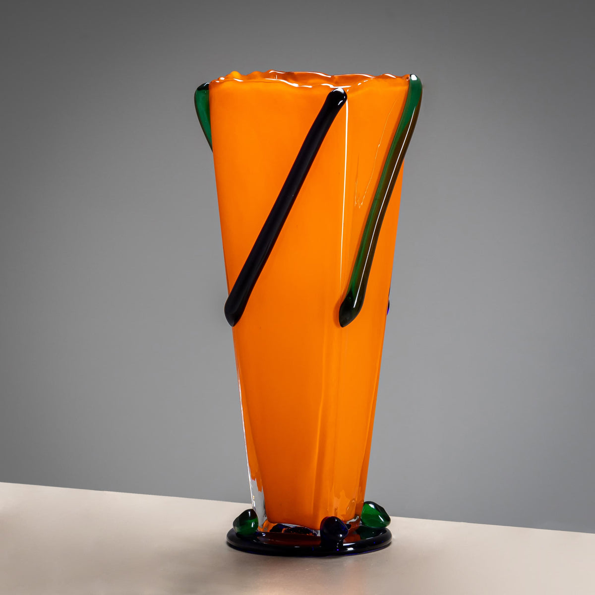 Orange and Green Vase, Signed J. Guliajile, 20th Century