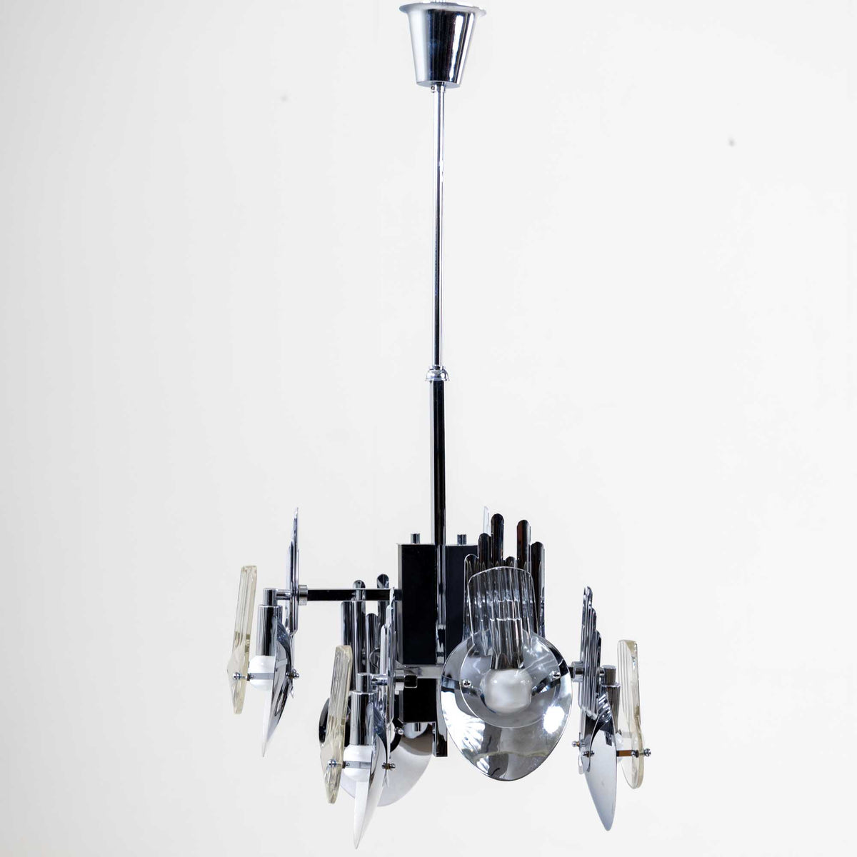 Chrome Chandelier by Oscar Torlasco, Italy 1960s