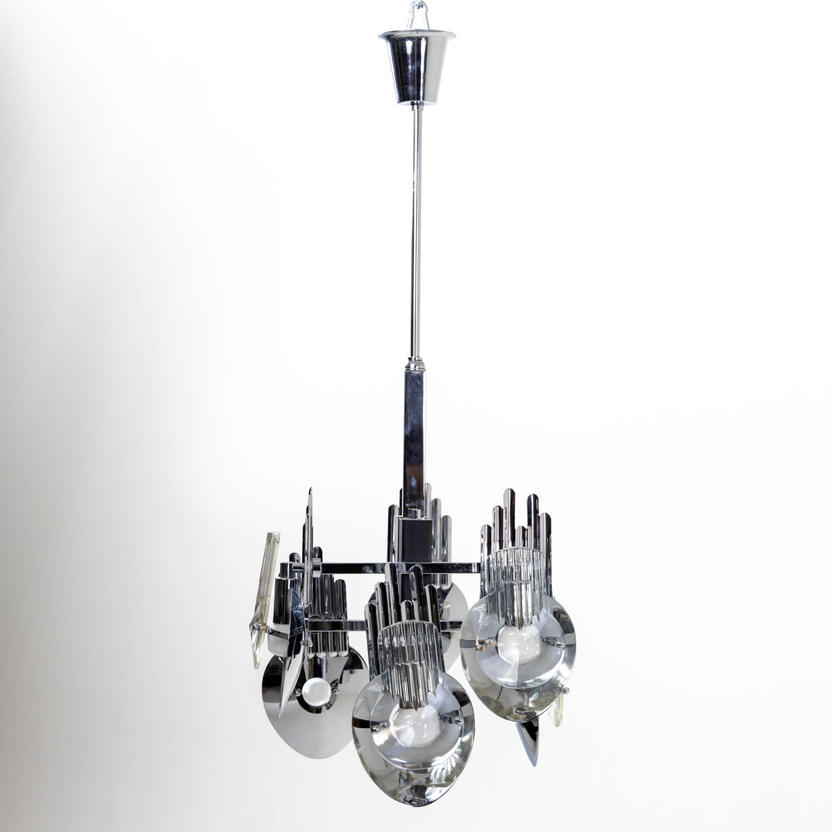 Chrome Chandelier by Oscar Torlasco, Italy 1960s
