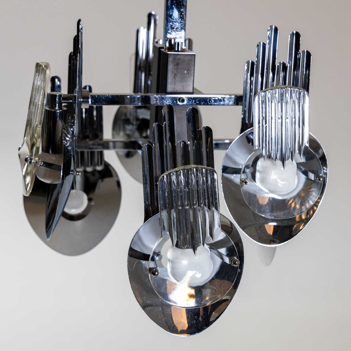 Chrome Chandelier by Oscar Torlasco, Italy 1960s
