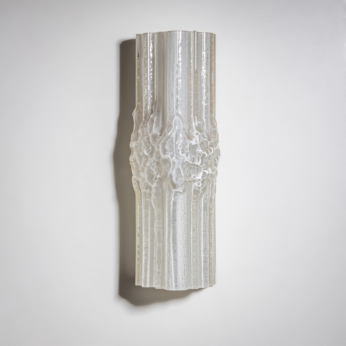 Pair of Ice Glass Wall Lights, Italy, Mid-20th Century