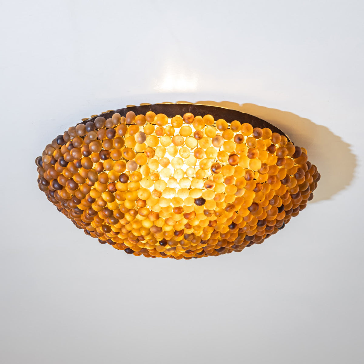 Bernsteinfarbene Glas-Deckenlampe, 20. Jahrhundert
