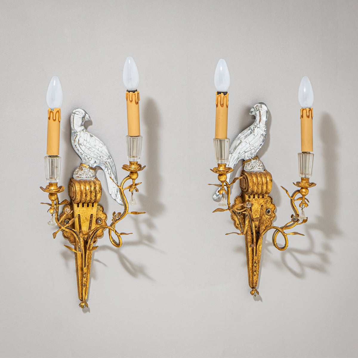 Paar Wandappliken mit Papageien-Motiv von Banci Firenze, Italien, 1970er Jahre