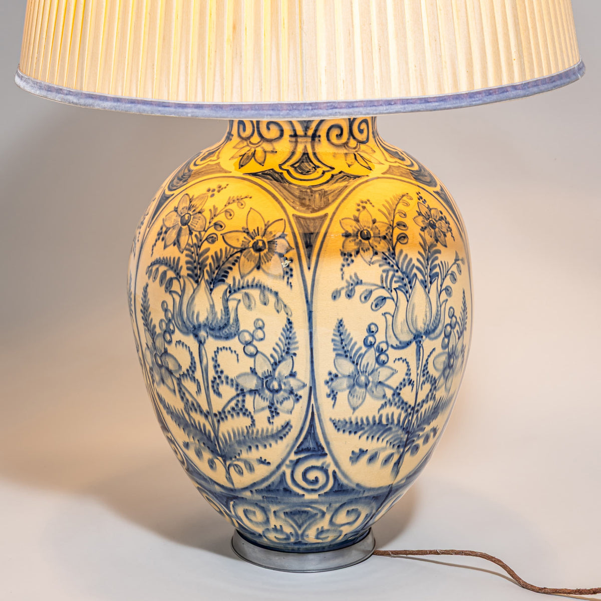 Table Lamp with Painted Porcelain Base, 20th Century