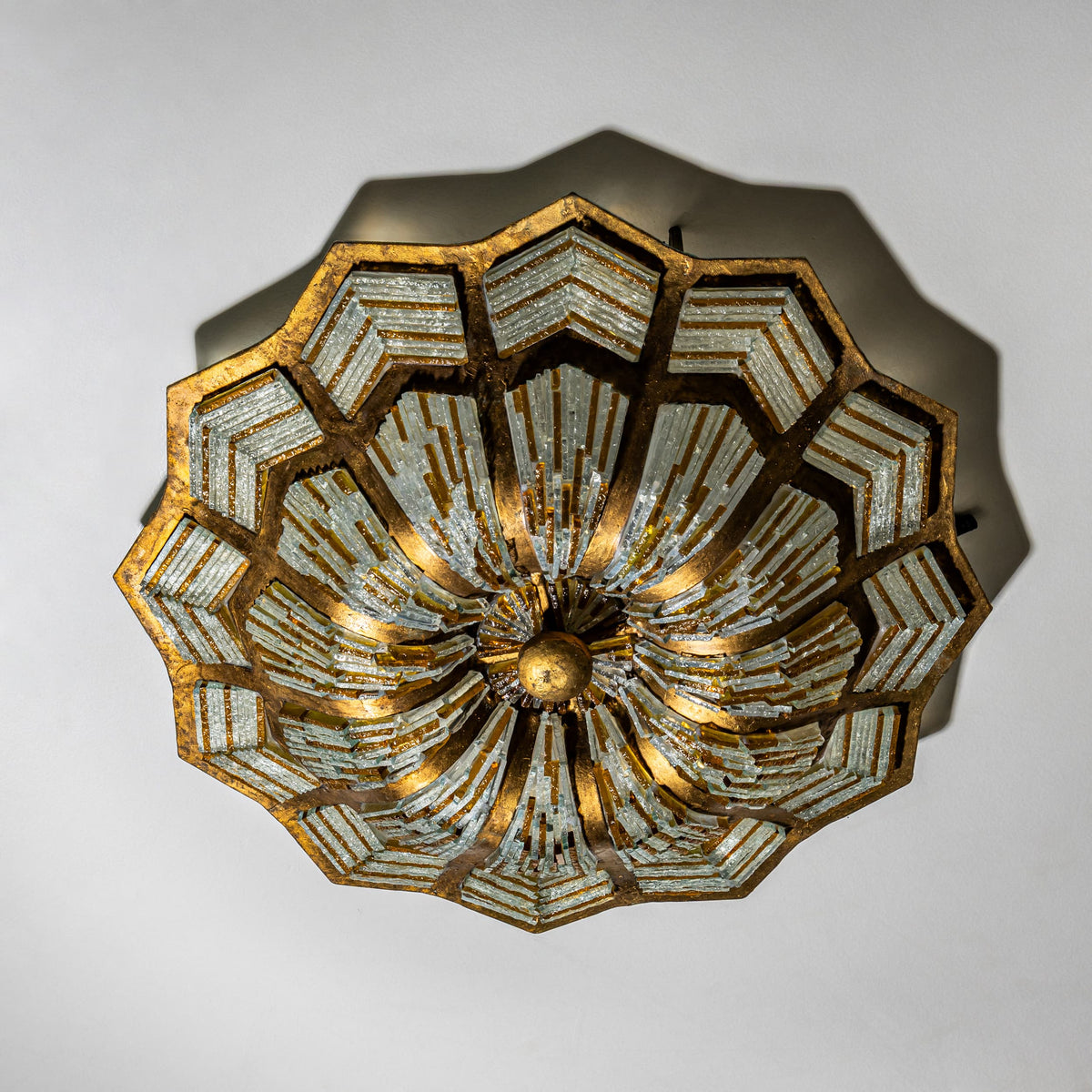 Brutalist Flower-Form Ceiling Light, Italy, 1950s
