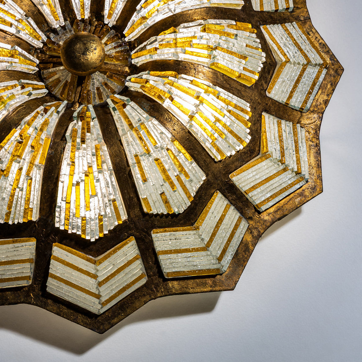 Brutalist Flower-Form Ceiling Light, Italy, 1950s
