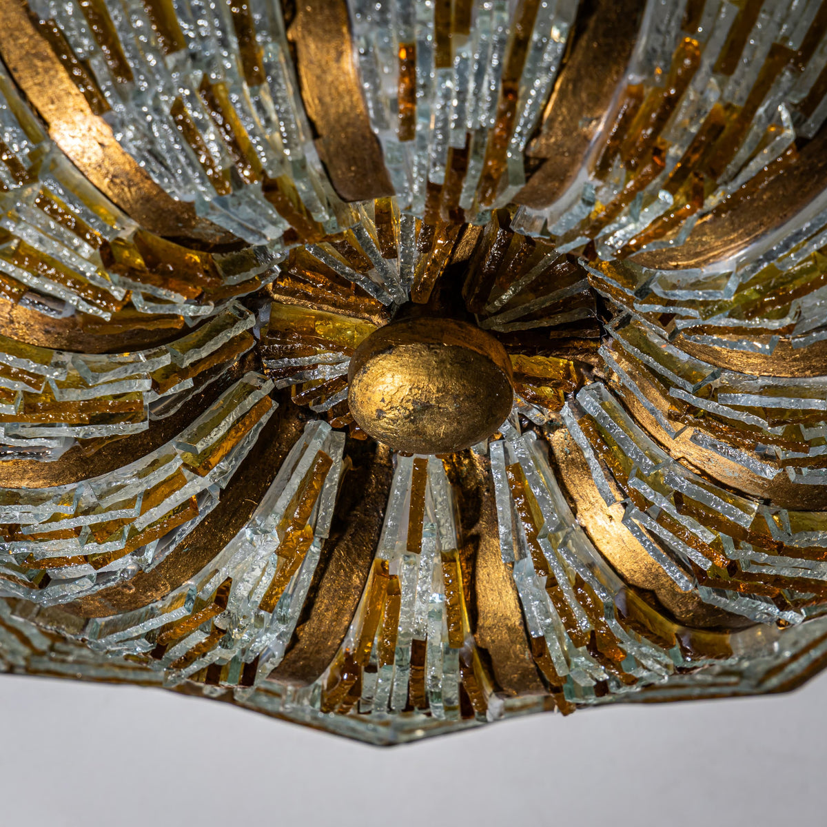Brutalist Flower-Form Ceiling Light, Italy, 1950s