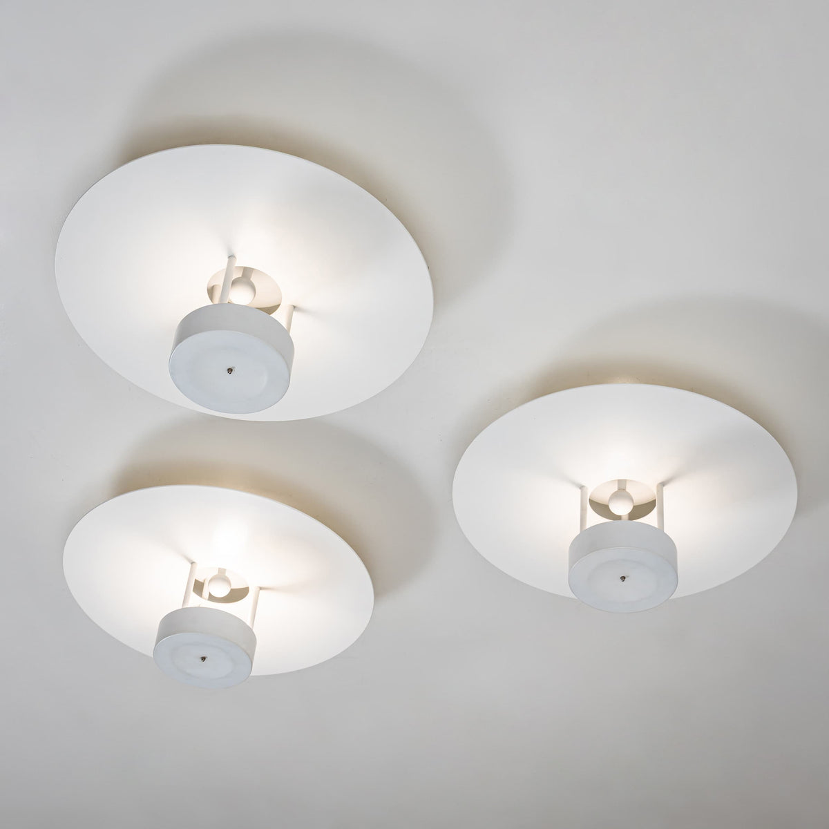 Set of Three White Ceiling Lamps by Hans-Agne Jakobsson, Markaryd / Sweden, 2nd Half 20th Century