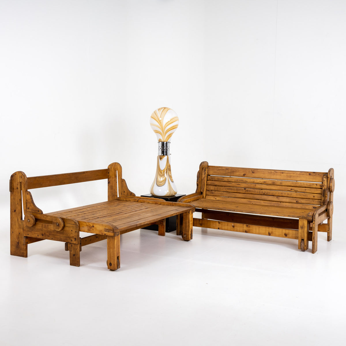 Pair of Benches, Italian Manufactory, 1960s