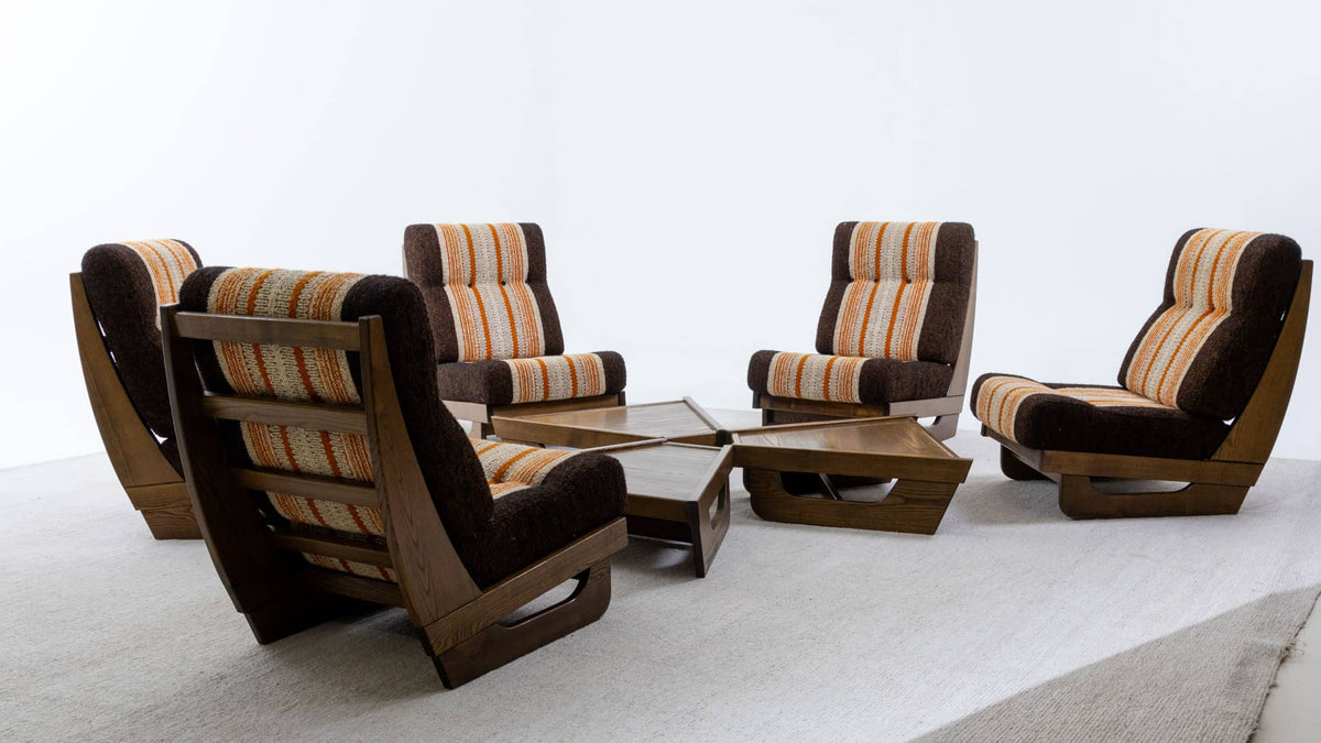 Modular Seating Group with five Lounge Chairs, Italy 1950s