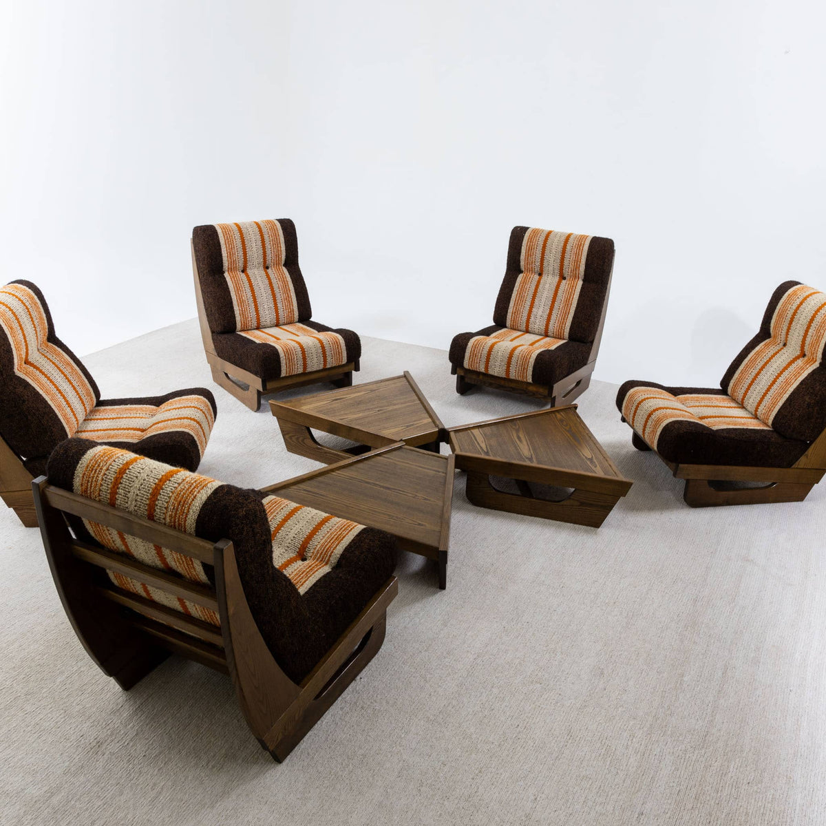 Modular Seating Group with five Lounge Chairs, Italy 1950s