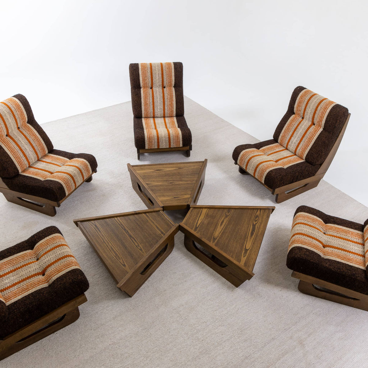 Modular Seating Group with five Lounge Chairs, Italy 1950s