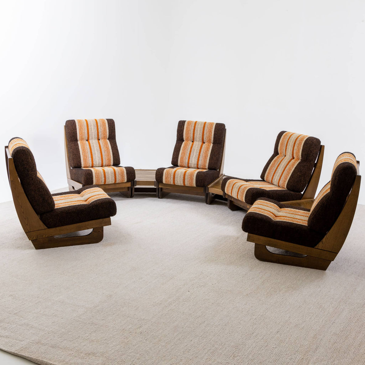 Modular Seating Group with five Lounge Chairs, Italy 1950s