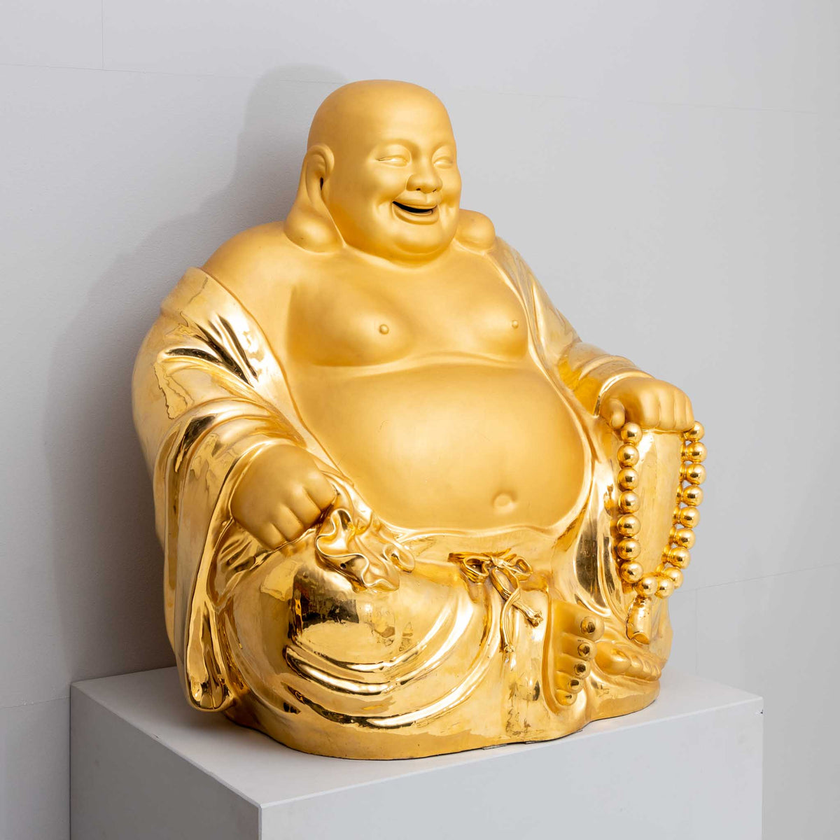 Golden Laughing Buddha made of Porcelain, 20th Century
