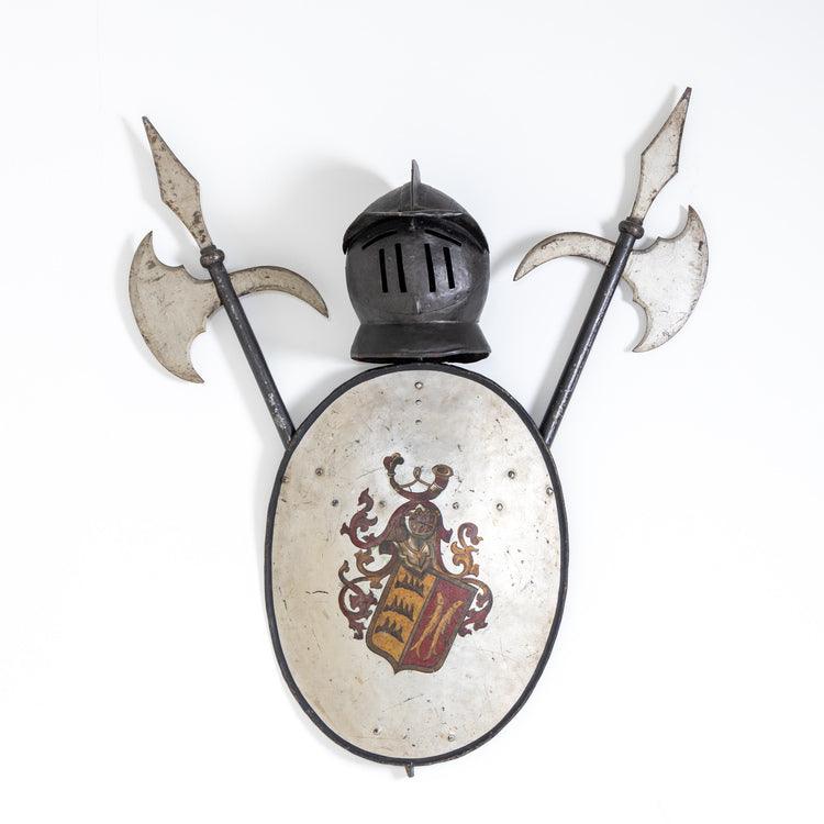 Iron Helmets with Escutcheons - Ehrl Fine Art & Antiques