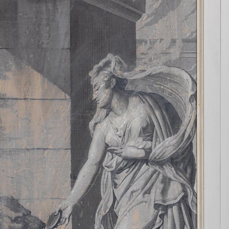 Grisaille Wallpaper from the series "Psyche" by Merry-Joseph Blondel & Louis Lafitte for Dufour Paris, France 19th Century - Ehrl Fine Art & Antiques