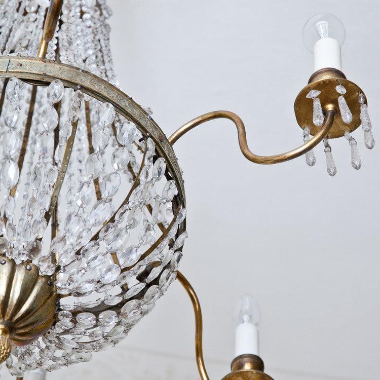 Glass Chandelier with 6 arms, 19th Century - Ehrl Fine Art & Antiques