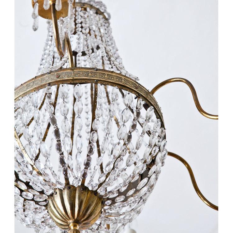 Glass Chandelier with 6 arms, 19th Century - Ehrl Fine Art & Antiques