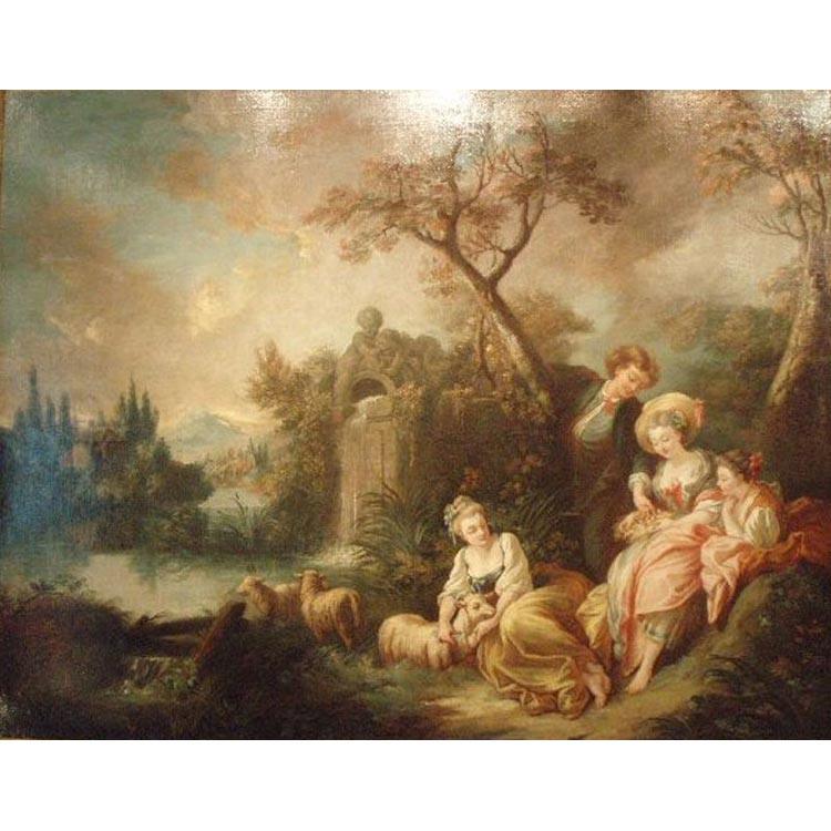 Rococo Society at a Pond, France 18th Century - Ehrl Fine Art & Antiques