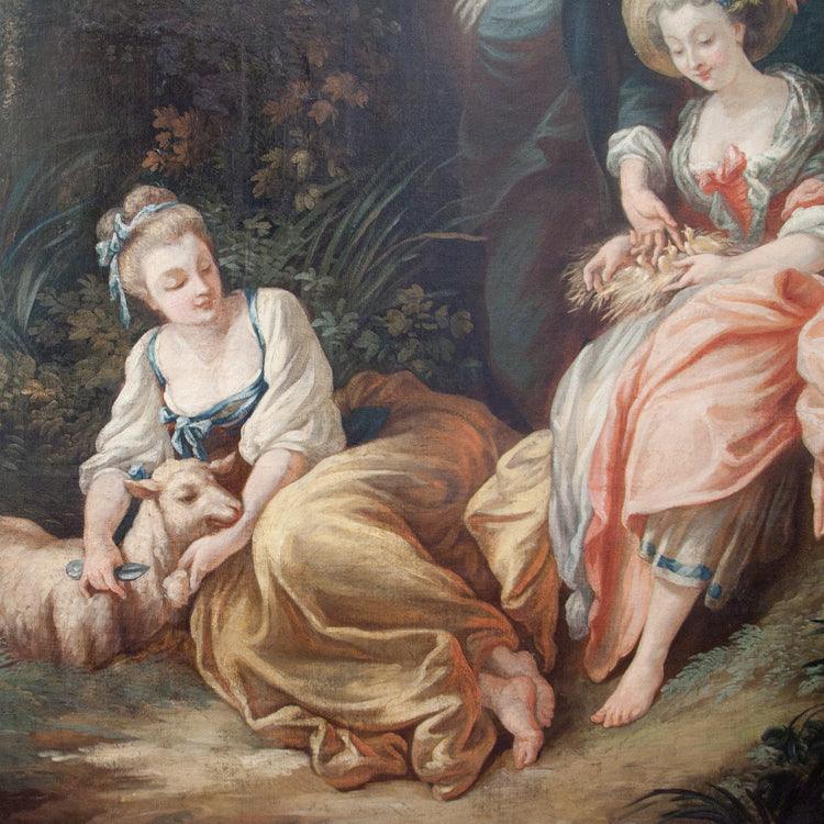 Rococo Society at a Pond, France 18th Century - Ehrl Fine Art & Antiques