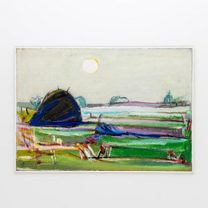 Josef Steiner (1899-1977), Modern harvest landscape with hay bales, dated 1963 - Ehrl Fine Art & Antiques