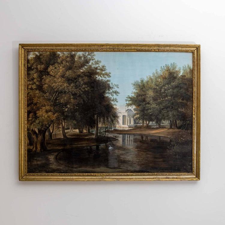 Landscape Garden with Classicist Temple, German or English around 1800 - Ehrl Fine Art & Antiques