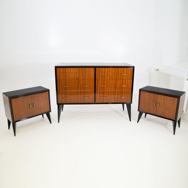 Commode and Bedside Table Ensemble, Italy Mid-20th Century - Ehrl Fine Art & Antiques