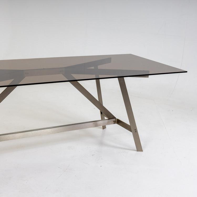 Table with smoked glass top by Formanova, Italy 1970s - Ehrl Fine Art & Antiques