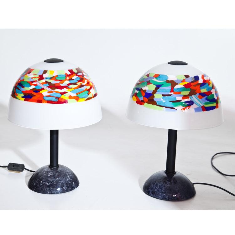 Table Lamps with Murrine Glass Shades, Italy 20th Century - Ehrl Fine Art & Antiques