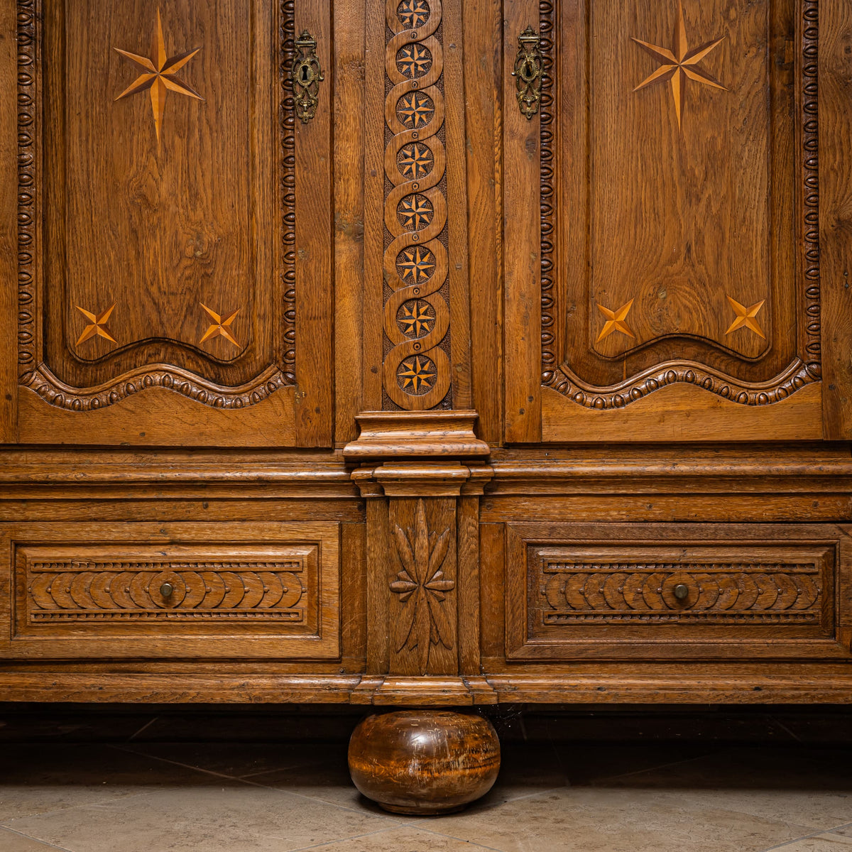 Oak Baroque Wardrobe, German, Mid-18th Century