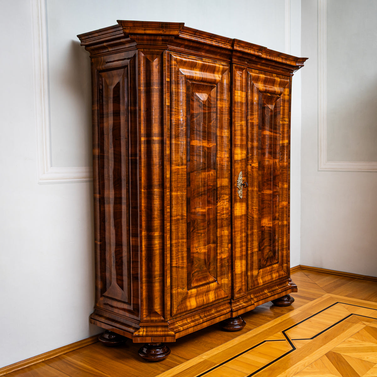 Baroque Serpentine Armoire, First Half of the 18th Century