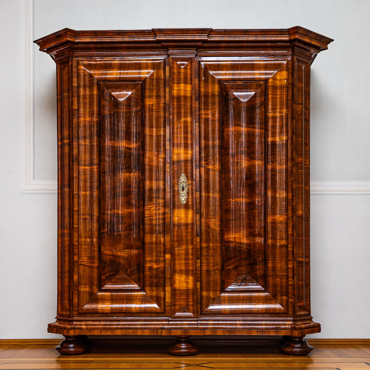 Baroque Serpentine Armoire, First Half of the 18th Century